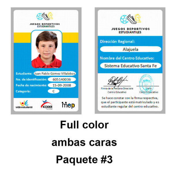 Paquete #3 (Gafete o Carnet Estudiantil)